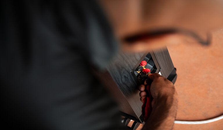 Sound bar and Subwoofer in a living room.